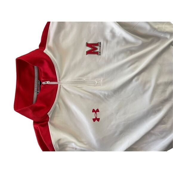 Under Armour Mens White Red 1/4 Zip Maryland Terrapins Pullover Size Large - Picture 5 of 8